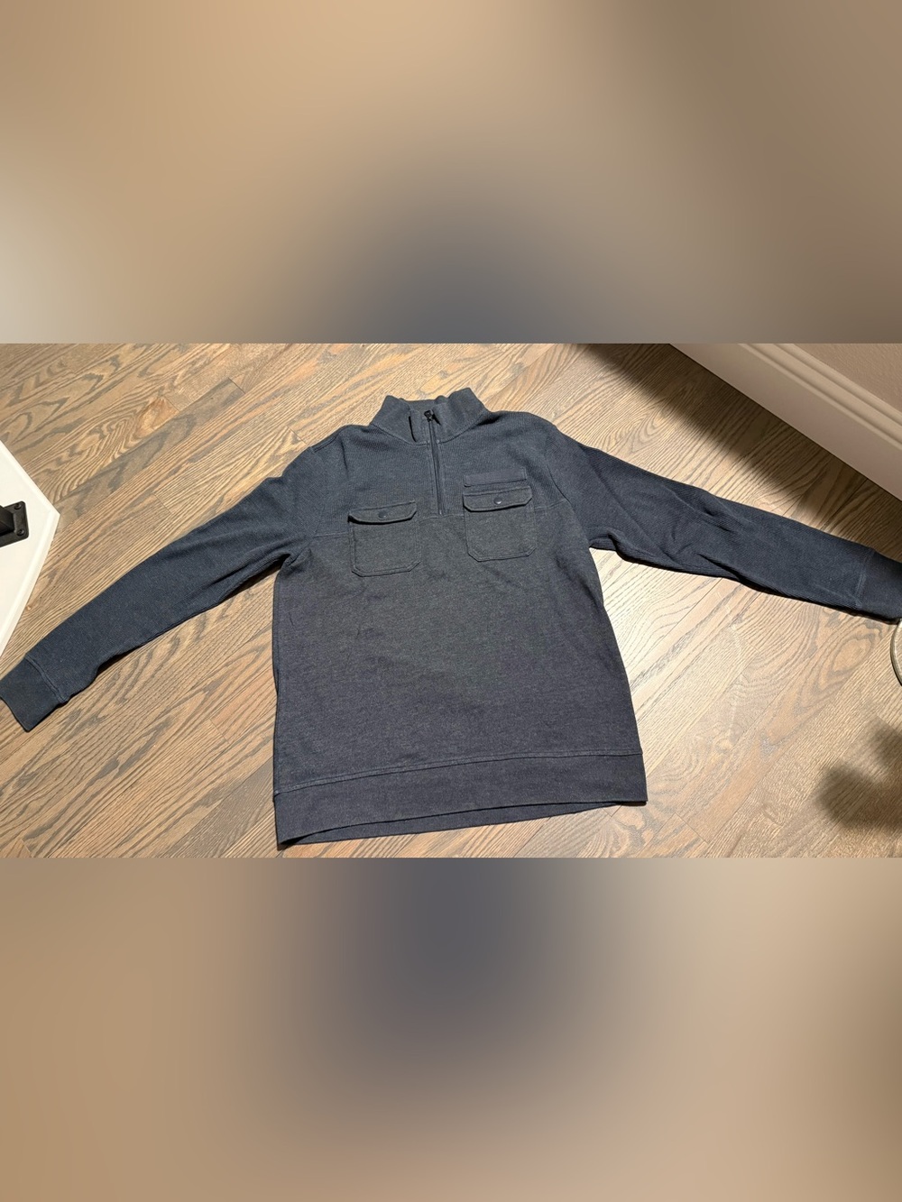 Banana Republic Men's Faded Navy Half-Zip Sweater